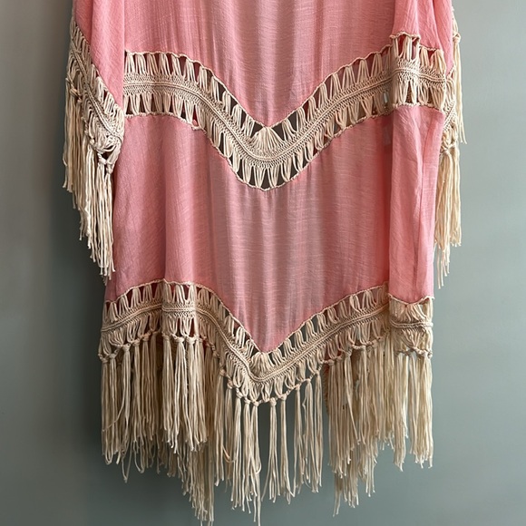 Umgee Lightweight Fringe Kimono Duster | Large | Peach | EUC - Picture 10 of 10